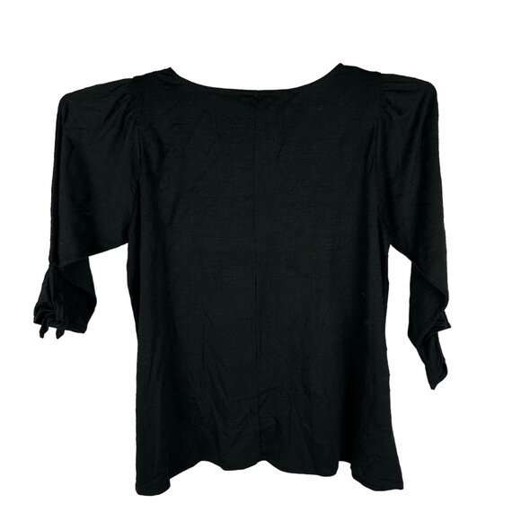 Max Studio Women's Black Cardigan Top With Tie Sleeves Size 1X - Picture 3 of 6